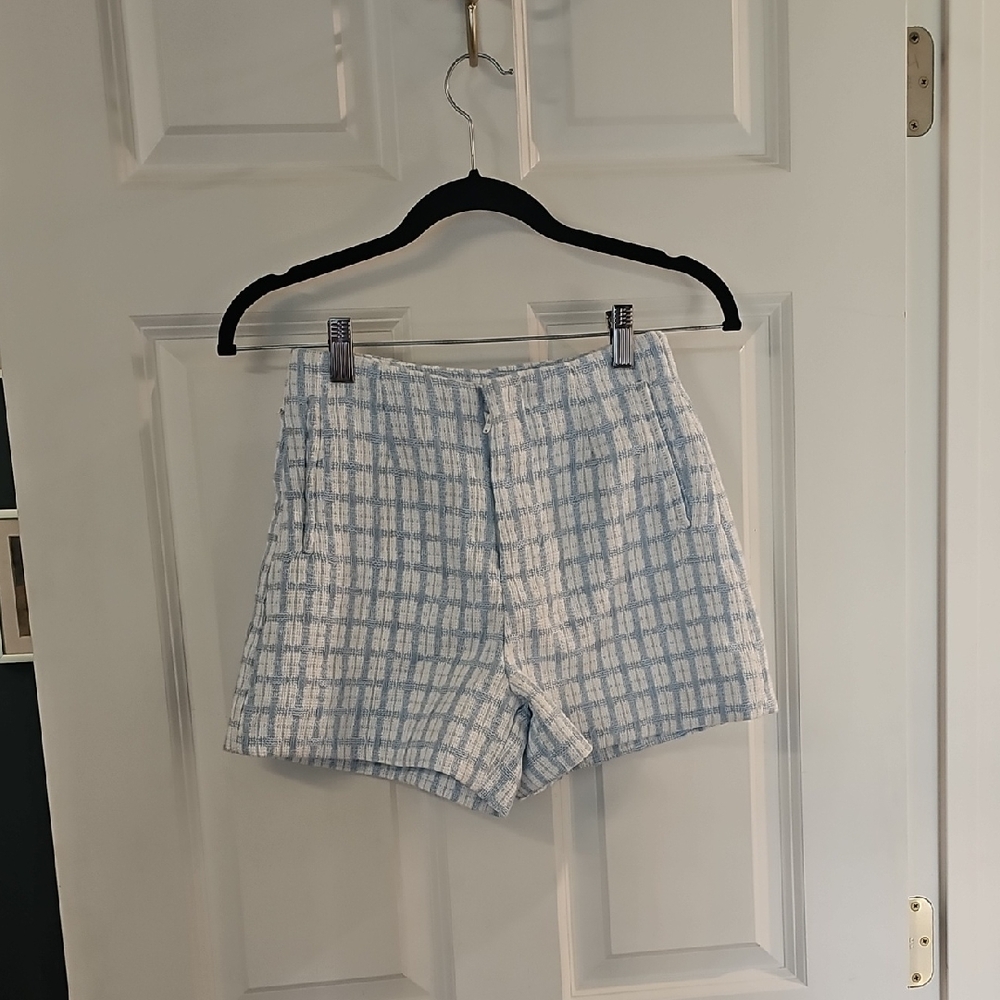 Altar'd State Blue and White High Waist Shorts